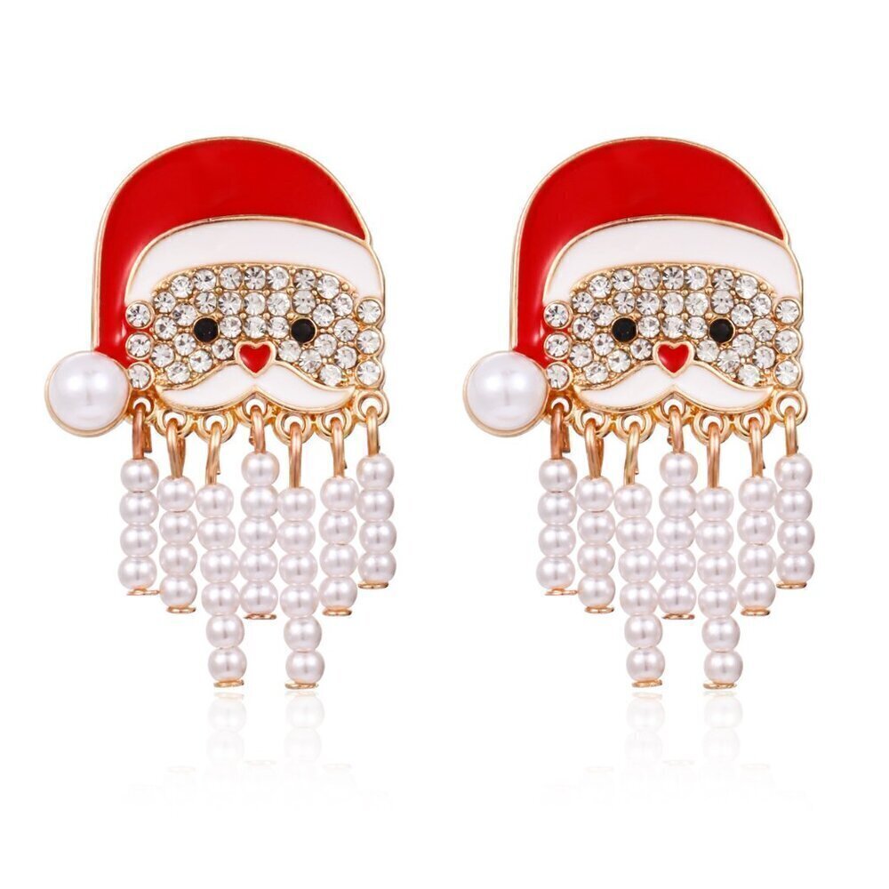 Christmas Santa Faux Pearl Beard Earrings